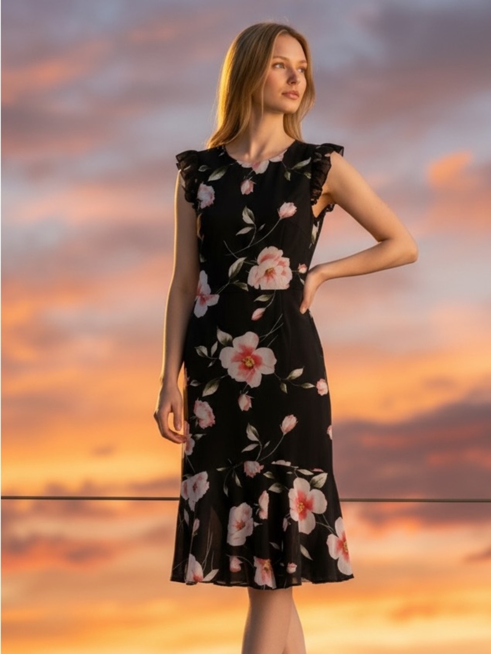 Sugarlips Pink and White Ruffled Tiered Midi Dress